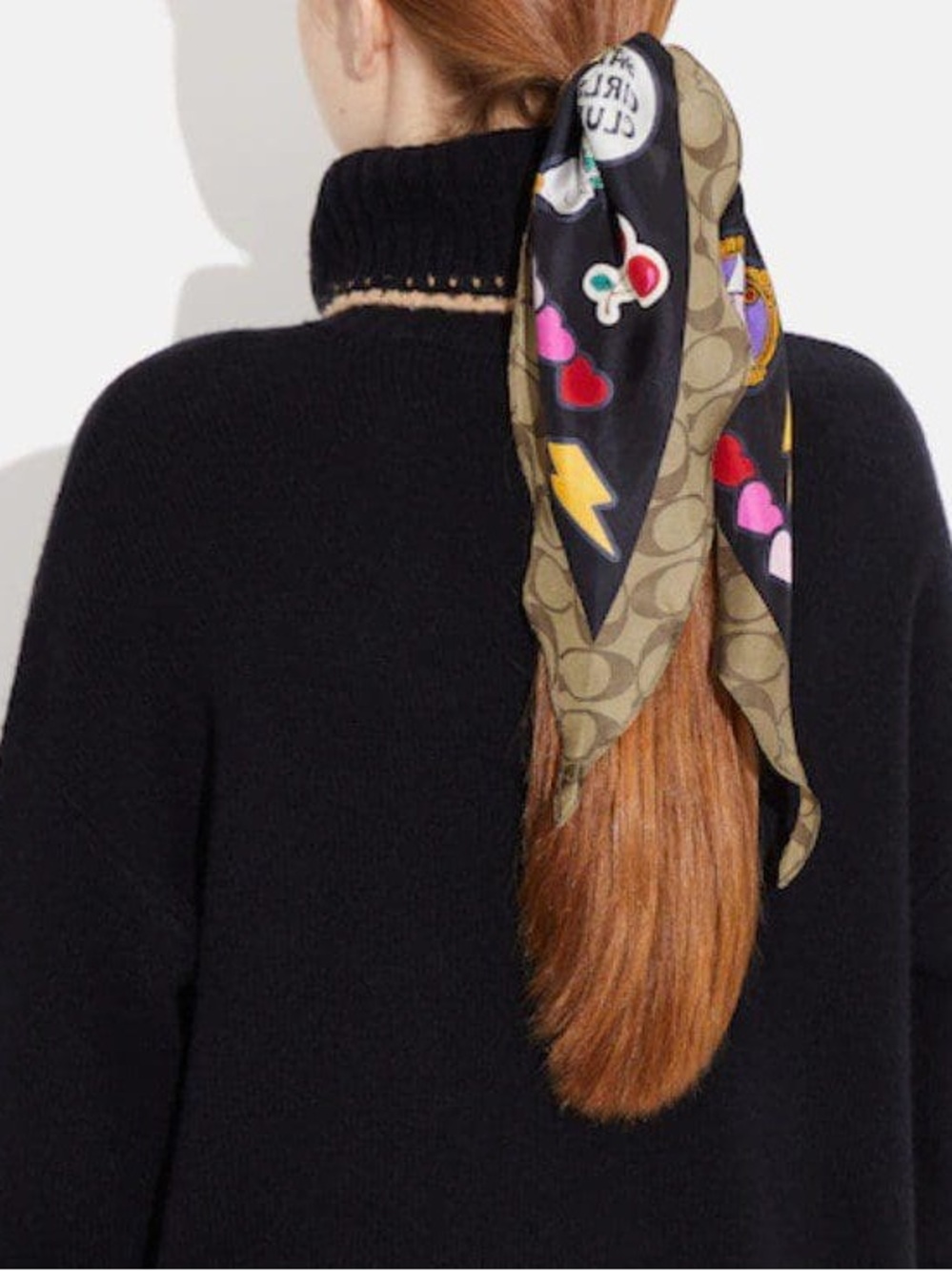 COACH X Disney Coach Signature Villains Print Silk Diamond Scarf, BNWT Unworn - Picture 5 of 5